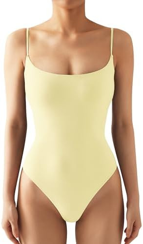SUUKSESS Women Sexy Square Neck Thong Bodysuit Backless Cami Bodysuit Top | Amazon (US)