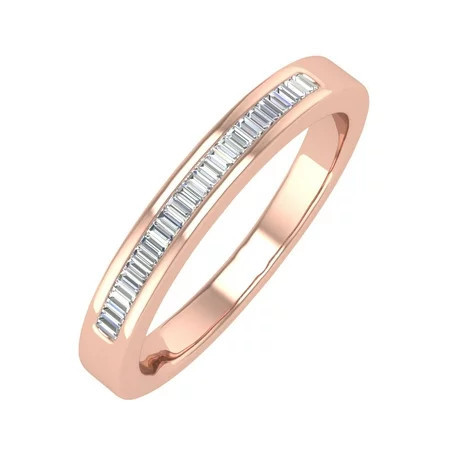 Channel Set Baguette Shape Diamond Wedding Band Ring in 14K Rose Gold (0.16 cttw) (Ring Size 8) (SI1-SI2 Clarity) | Walmart (US)