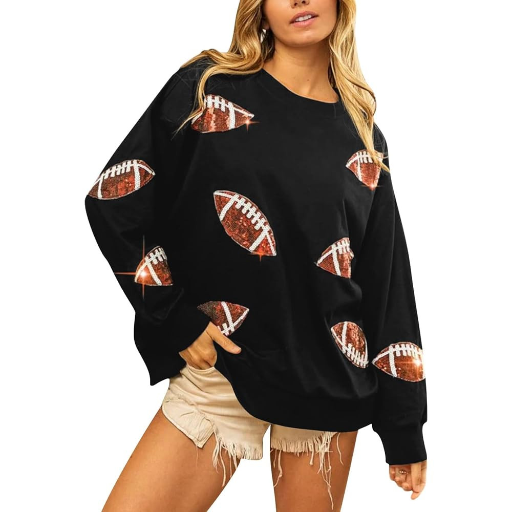 Game Day Sweatshirt Women Football Sweatshirts for Women Oversized Crewneck Long Sleeve Pullover ... | Amazon (US)