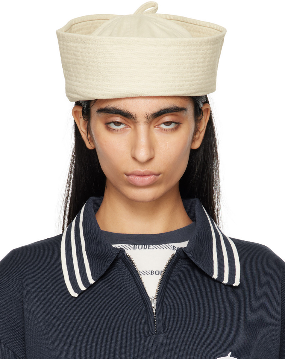Bode Off-White Sailor Hat | SSENSE