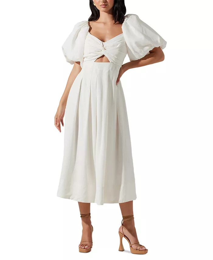 ASTR the Label Women's Serilda Puff-Sleeve Midi Dress - Macy's | Macy's