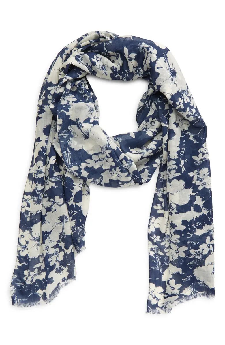 Hibiscus Print Wool Scarf | Nordstrom