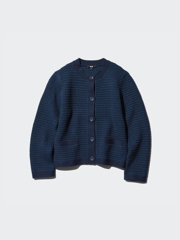 WOMEN'S KNITTED SHORT STRIPED JACKET | UNIQLO AU | Uniqlo Australia