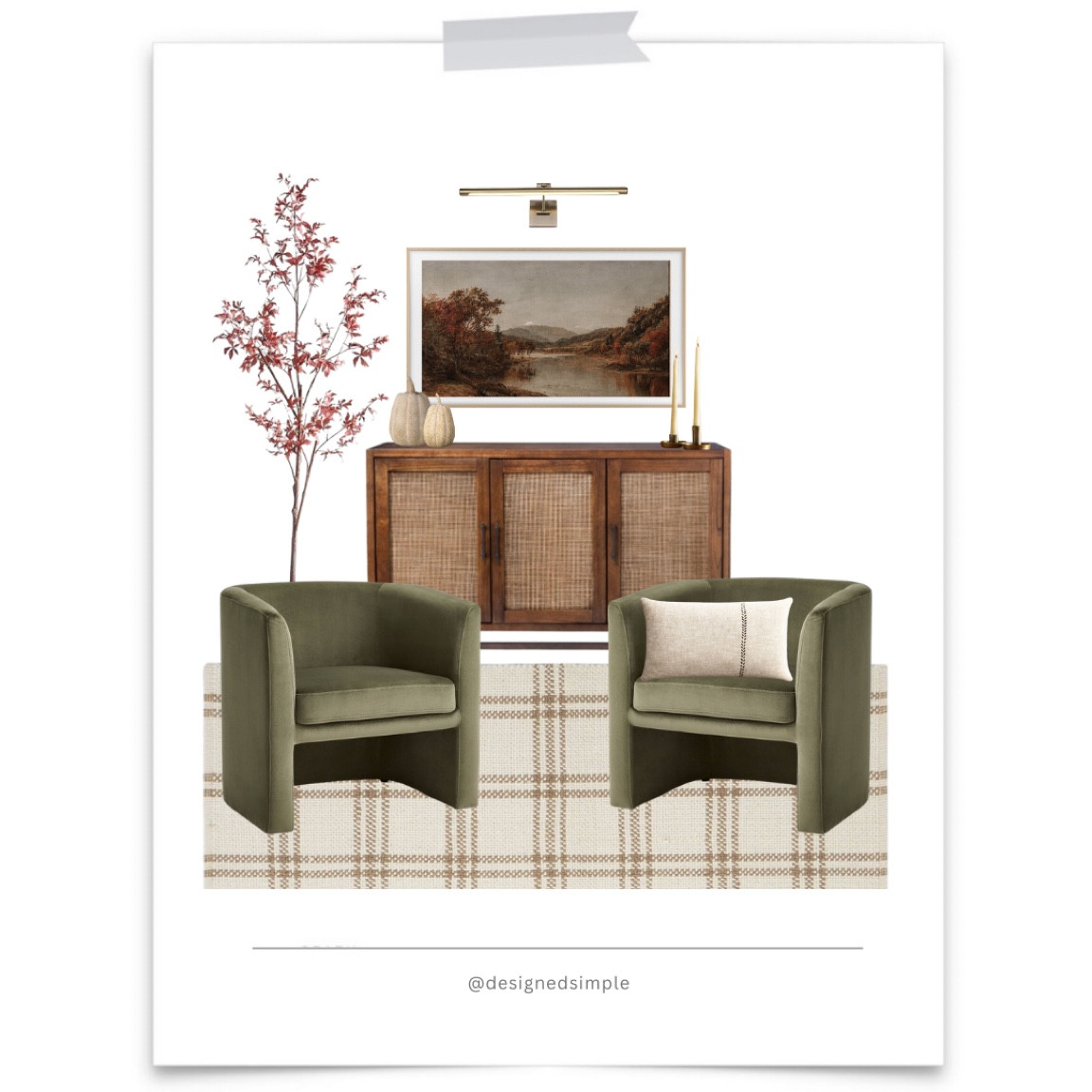 Affordable furniture, green velvet chairs, and vintage inspired art for the tv - perfect for a neutral and moody  living room design! 

Fall decor, simple fall decorating, living room fall colors, fall design 

#LTKSeasonal #LTKstyletip #LTKhome