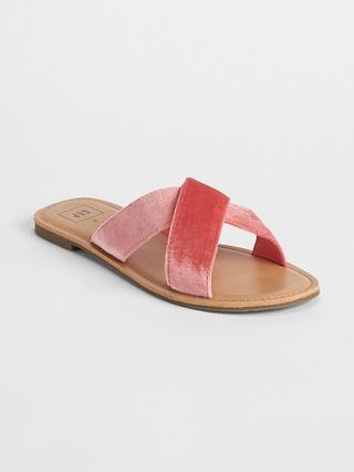 Gap Womens Velvet Crossover Slip-On Sandals Light Pink Size 10 | Gap US