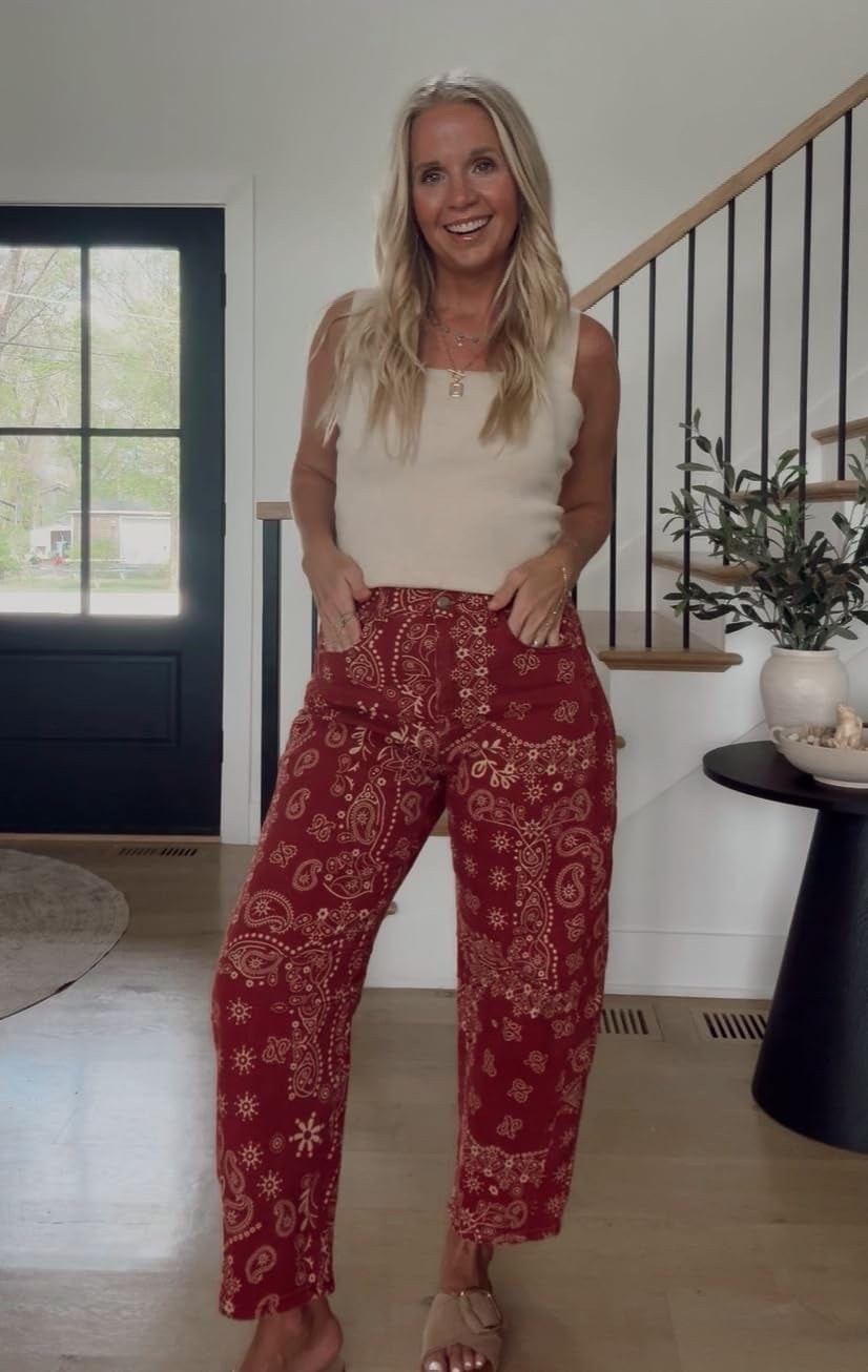 I'm wearing a medium in the bandana barrel jeans and a small in the tank (apricot color).

#LTKmomlife #LTKootd #LTKOver40