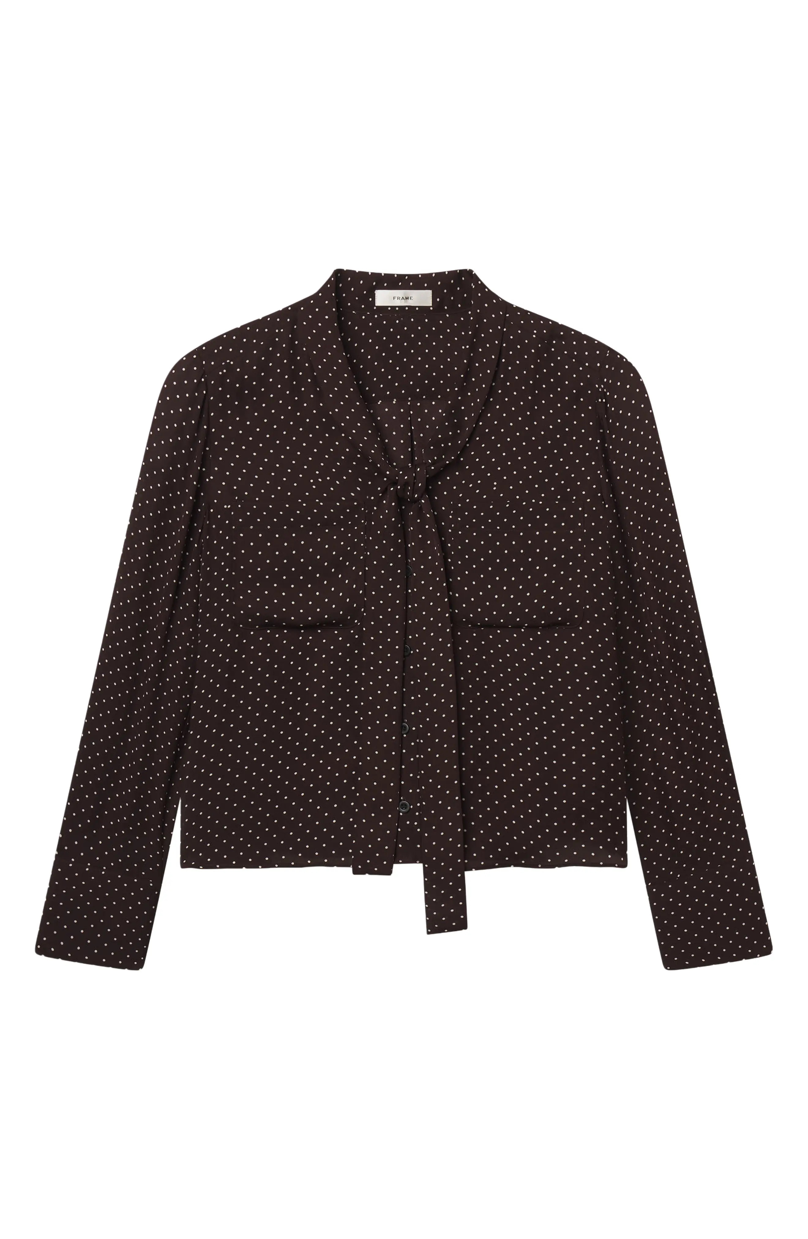 FRAME Polka Dot Tie Neck Shirt (Women) | Nordstrom | Nordstrom