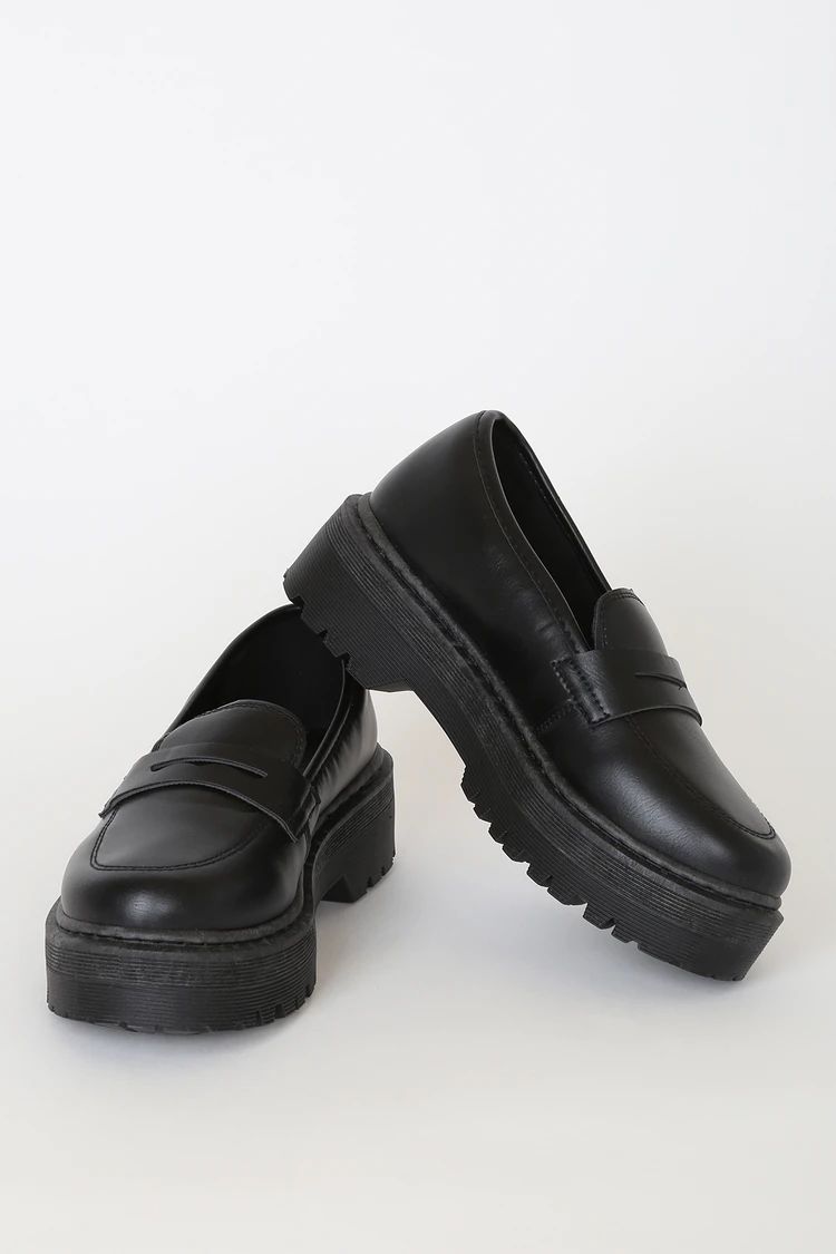 Maysie Black Flatform Loafers | Lulus