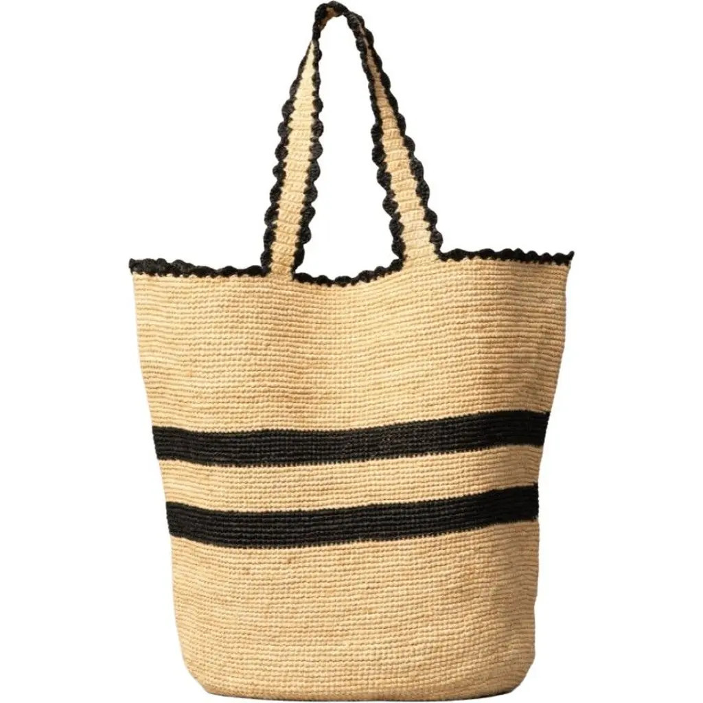 indego africa Odette Oversized Beach Tote in Black & Natural at Nordstrom | Nordstrom
