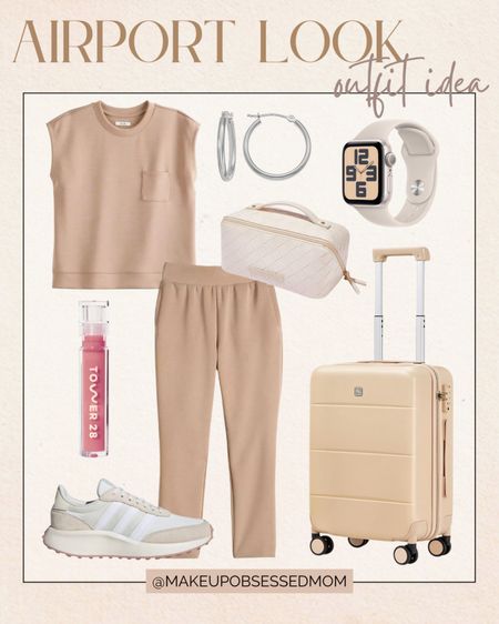 This neutral matching set paired with these sneakers, a smartwatch, and more is perfect as an airport look or travel outfit!
#casualstyle #outfitidea #travelessential #springfashion

#LTKTravel #LTKStyleTip #LTKSeasonal