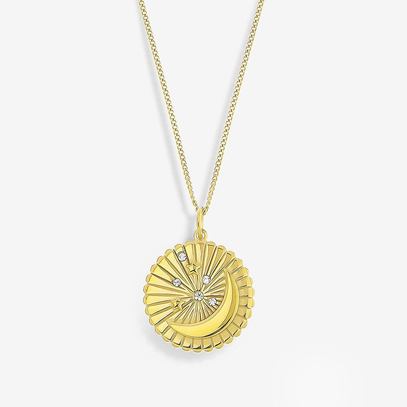 Night Sky Moon Pendant Gold Necklace | Victoria Emerson