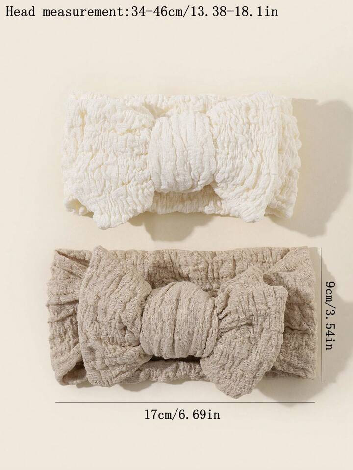 2pcs Toddler Baby Girl Oversized Bow Wide Headband Elastic Hair Band Set | SHEIN