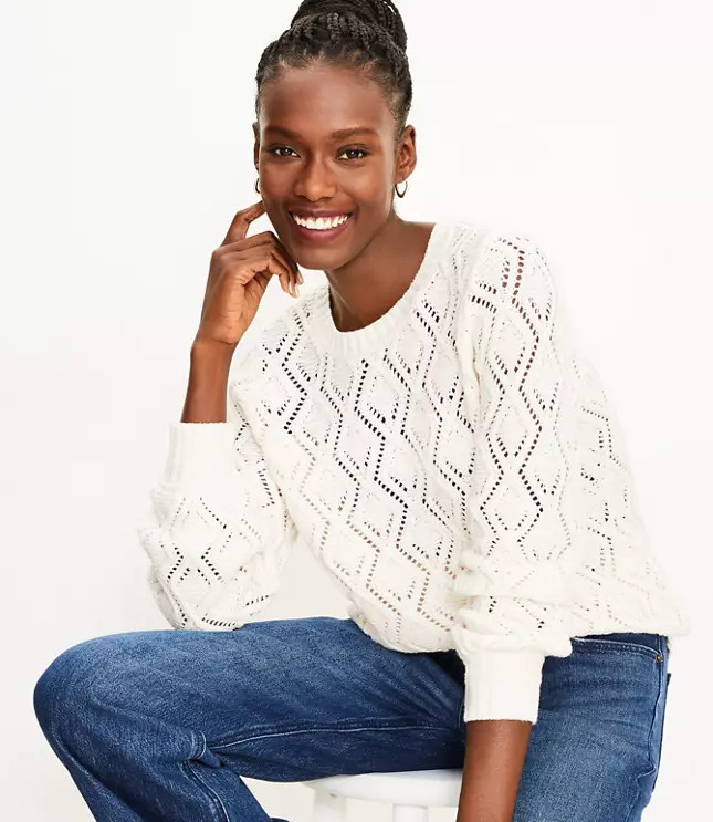 Geo Pointelle Sweater | LOFT