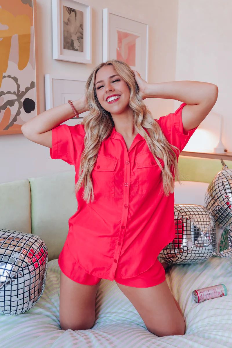 Calm The Chaos Tencel PJ Set - Deep Coral | Whiskey Darling Boutique