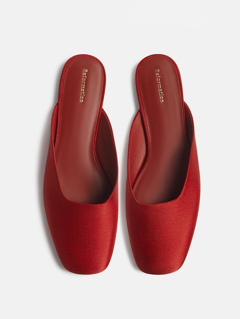 Reformation Inez Flat Mule Brown 10 | Reformation (Global)