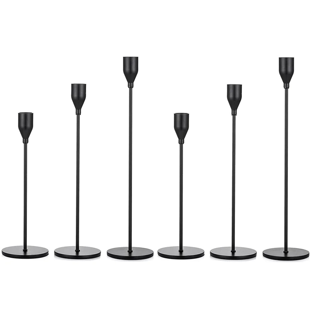 Nuptio Black Candle Holder for Taper Candles Candlestick Holders Set of 6 | Walmart (US)