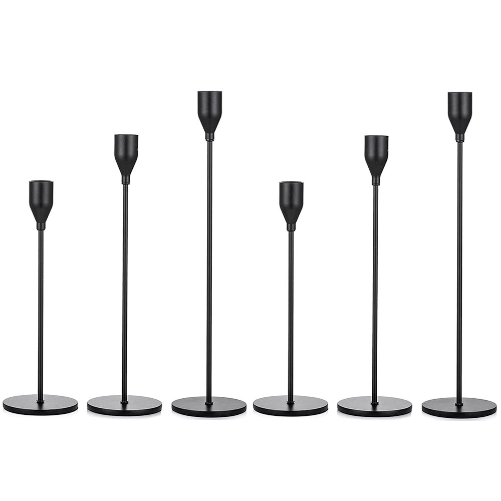 Nuptio Black Candle Holder for Taper Candles Candlestick Holders Set of 6 | Walmart (US)