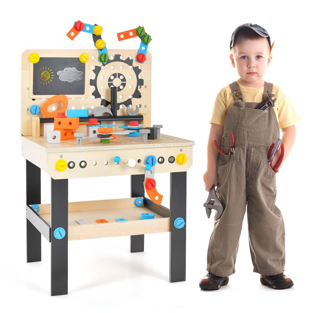 Costway Kids Tool Bench, Pretend Play Workbench with Tools Set & Realistic Accessories | Target