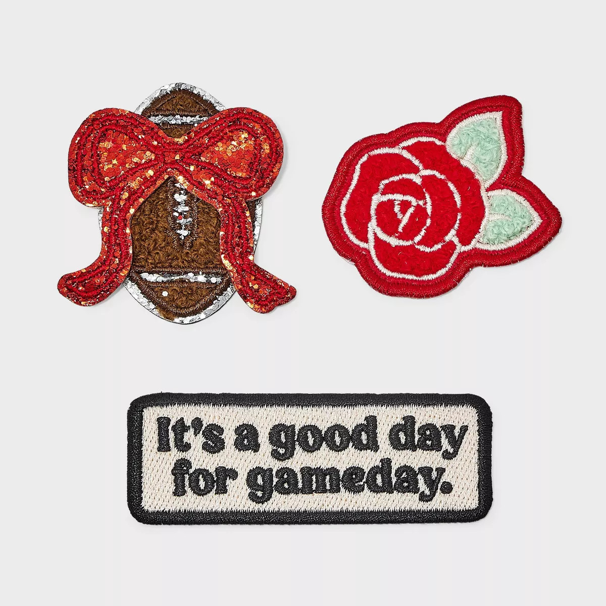 Football and Bow Game Day Patch Set 3pc - Universal Thread™ Red/Brown | Target