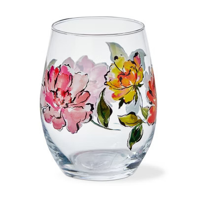 Tag In Bloom Stemless Wine Glasses 18oz Dishwasher Safe Everyday Drinkware | Target