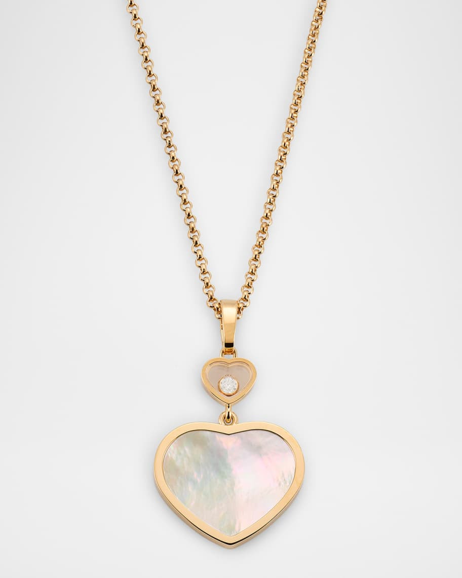 Chopard Happy Hearts 18K Yellow Gold Diamond and MOP Pendant Necklace | Neiman Marcus