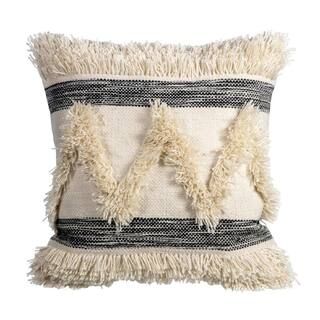 Hampton Bay Striped Fringe Outdoor Square Throw Pillow-EM0ES01A-9D4 - The Home Depot | The Home Depot
