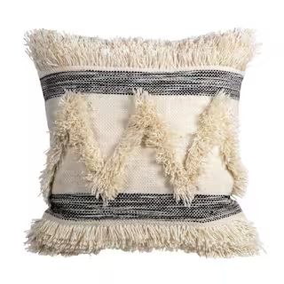 Hampton Bay 20 in. x 20 in. Striped Fringe Hand Woven Outdoor Pillow EM0ES01A-9D4 - The Home Depo... | The Home Depot