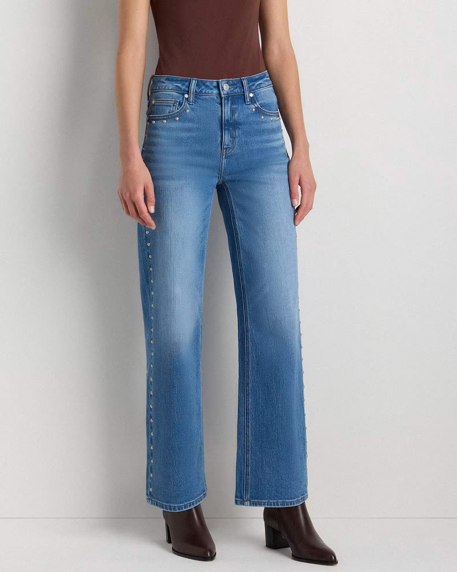 Bella Stretch Studded Relaxed Straight Jeans | Quince