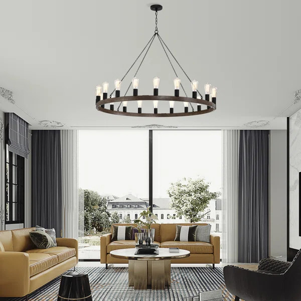 Godalming 20 - Light Dimmable Wagon Wheel Chandelier | Wayfair North America