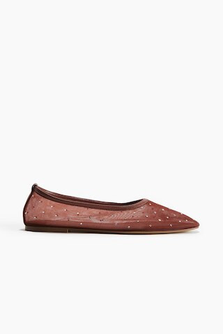 H & M - Rhinestone-Embellished Ballet Flats - Orange | H&M (US + CA)