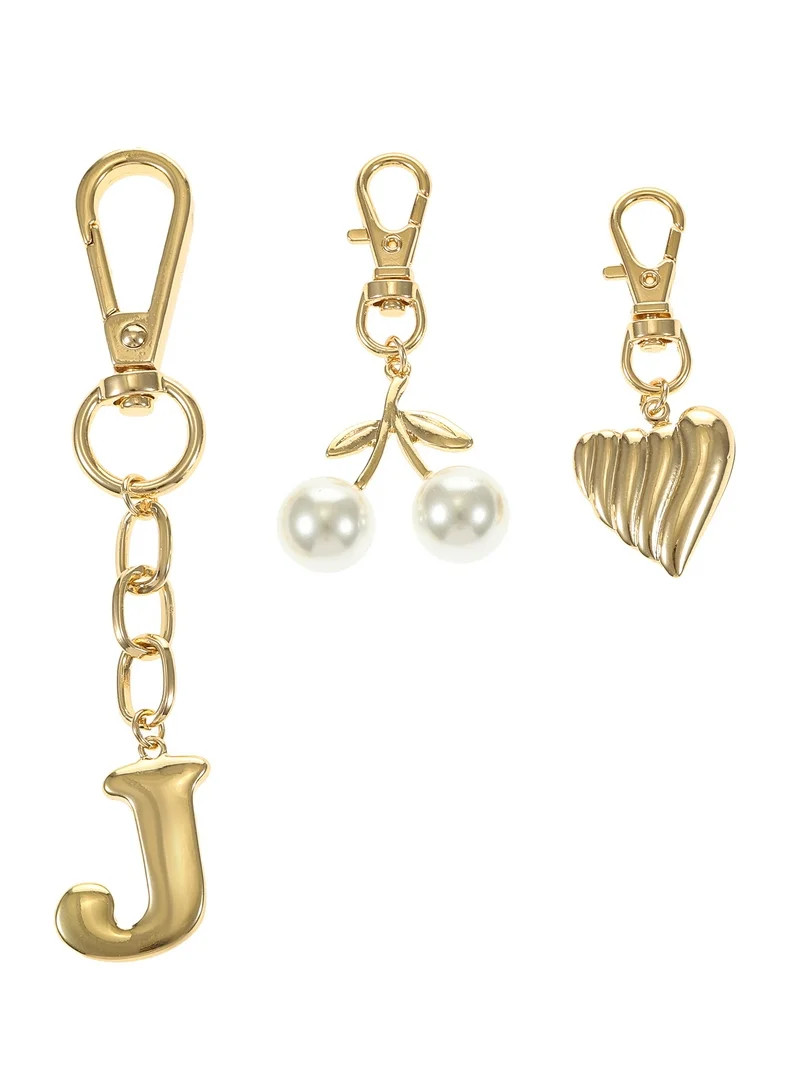 Time and Tru Goldtone Initial Letter Bag Charm Set, 3 Pieces, Letter J | Walmart (US)