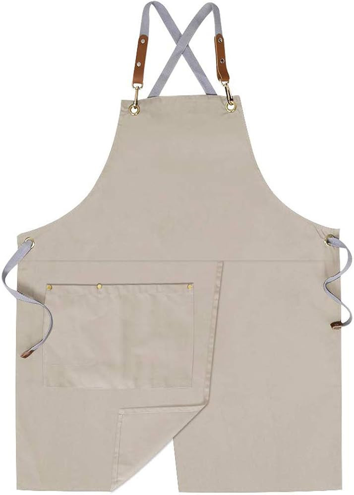 Mignongirl Crossback Apron with Pockets x2,Split Apron with Adjustable Straps,M-XXL | Amazon (US)