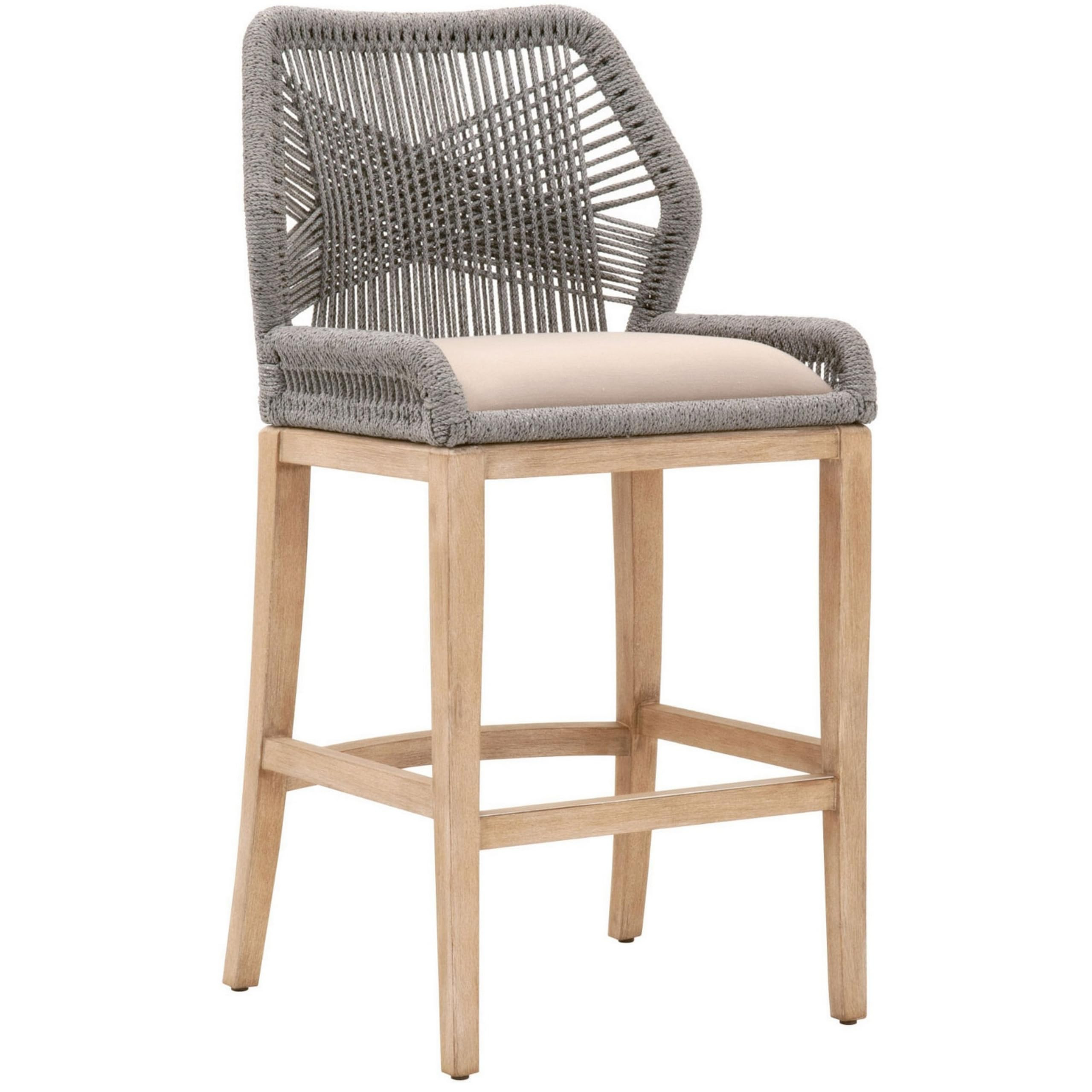Benzara BM241887 Counter Stool with Wooden Legs & Rope Back Gray & Brown | Amazon (US)