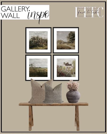 Gallery Wall Inspiration. Follow @farmtotablecreations on Instagram for more inspiration.

Best Selling Upsimples 16x16 Picture Frame, Display Pictures 12x12 with Mat or 16x16 Without Mat, Wall Hanging Poster Frame, Black, 1 Pack. Artissance Vintage Noodle, Weathered Natural Wood Finish (Size & Color Vary) Indoor Bench. Acadia Pillow Cover Hackner Home. Rye Pillow Cover Hackner Home. Vintage Porto Porcelain Pot Small. Brown and Cream Crystal Grass. Vintage Printable Wildflower Field, Vintage Printable Gallery Wall Art Set Of 5, Antique Rose Garden Painting. 

HACKNER HOME PILLOW SALE. 
USE CODE MOM24 FOR 15% OFF  

#LTKSaleAlert #LTKHome #LTKFindsUnder50
