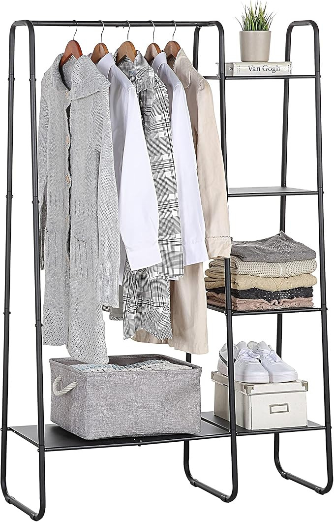 SunnyPoint Freestanding Clothes Garment and Accessories, Organizer Closet Rack (BLK) | Amazon (US)