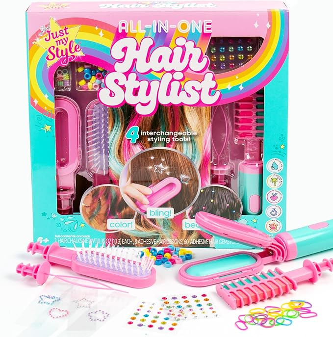Just My Style All-in-One Hair Stylist, 4-in-1 Styling Tool with Gem Stamper, Beader, Chalk, and B... | Amazon (US)