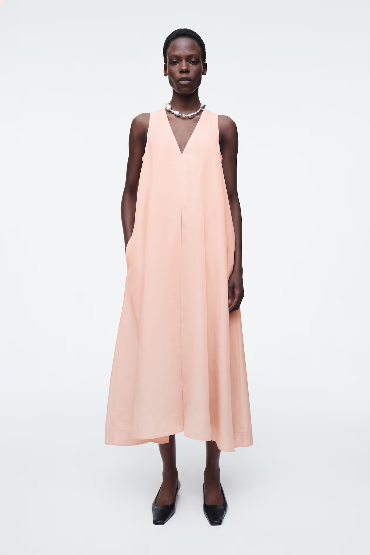 A-LINE LINEN-BLEND MAXI DRESS - APRICOT | COS AU | COS (AU)
