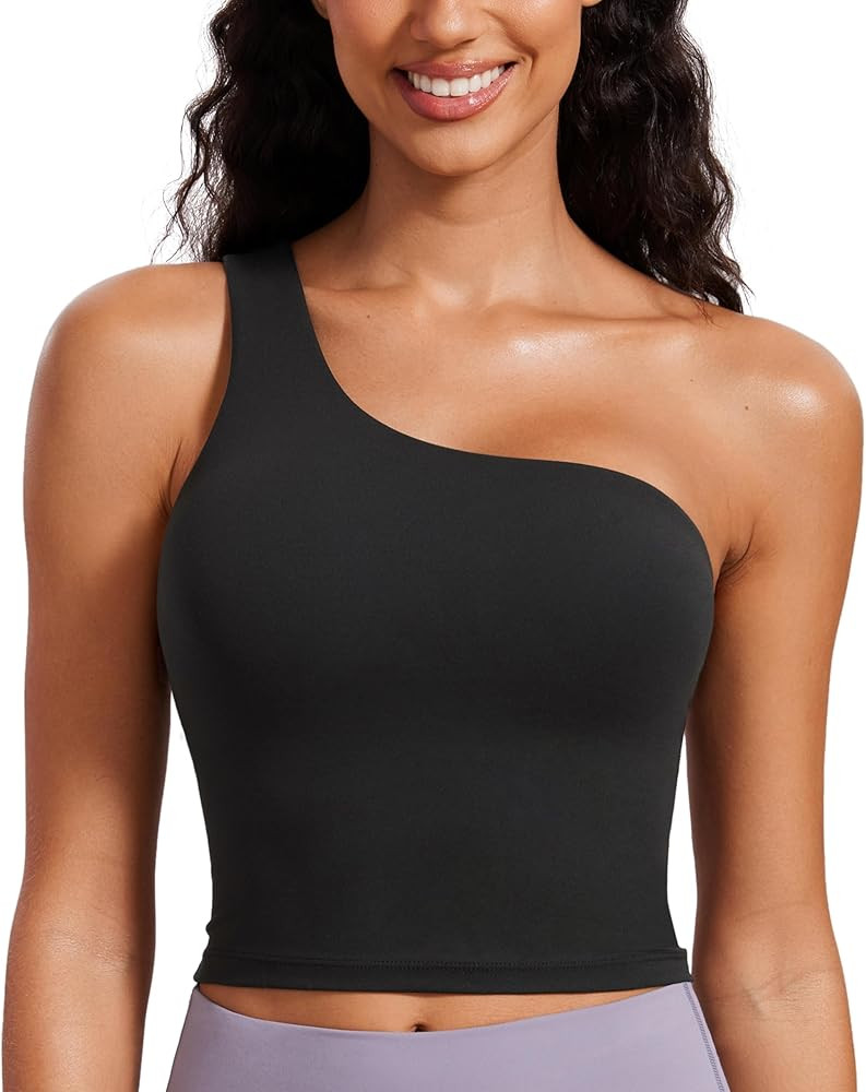 CRZ YOGA Butterluxe One Strap Longline Sports Bra for Women - Asymmetrical Yoga Crop Padded Worko... | Amazon (US)