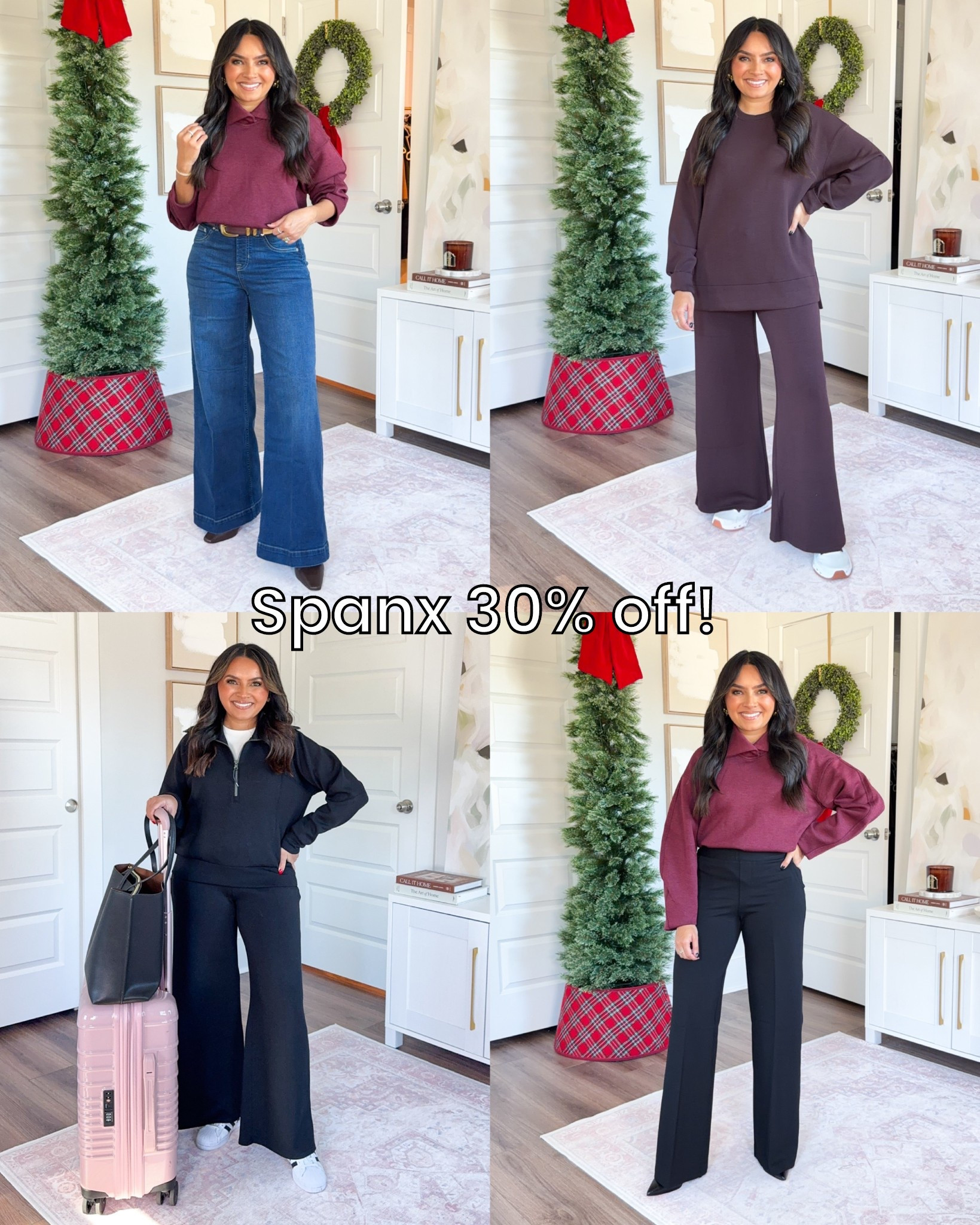 For reference: I’m 5’0, 32b bra size, and 2/26 in bottoms, pear shaped. 
*Everything I share is unaltered! TTS means true to size.
Wearing size xs in tops and xs petite in pants in all pieces! Everything fits TTS.
The red top in color Casis heather will be available in this color on 12/4
Sneakers size 6.5 TTS 
Boots size 5.5 TTS

Black pullover size xs TTS 
Black wide leg pants size xs TTS 
Sneakers size 6 TTS 

Comment SHOP below to receive a DM with the link to this post on my LTK ⬇ https://liketk.it/5zXYQ #ltkpetite #ltkgiftguide #ltkcyberweek

#LTKCyberWeek #LTKSaleAlert #LTKPetite