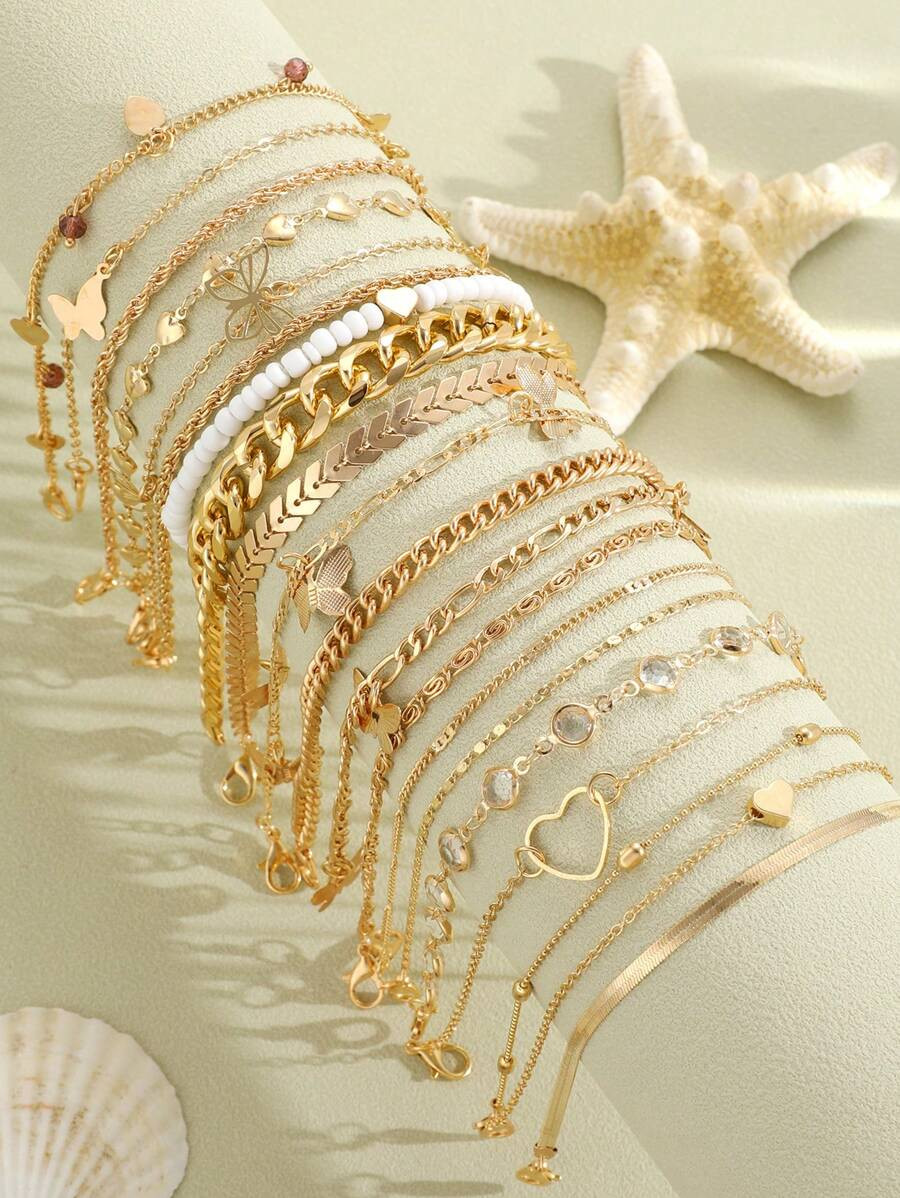 19/7pcs Beach Holiday Inspired Heart, Butterfly Hollow, Seed Beads, Tassel, Paperclip, Snake Bone... | SHEIN