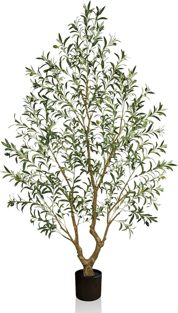 Olive Trees Artificial Indoor 8FT Tall, Faux Olive Tree with Black Basic Planter, Lifelike Fake O... | Amazon (US)