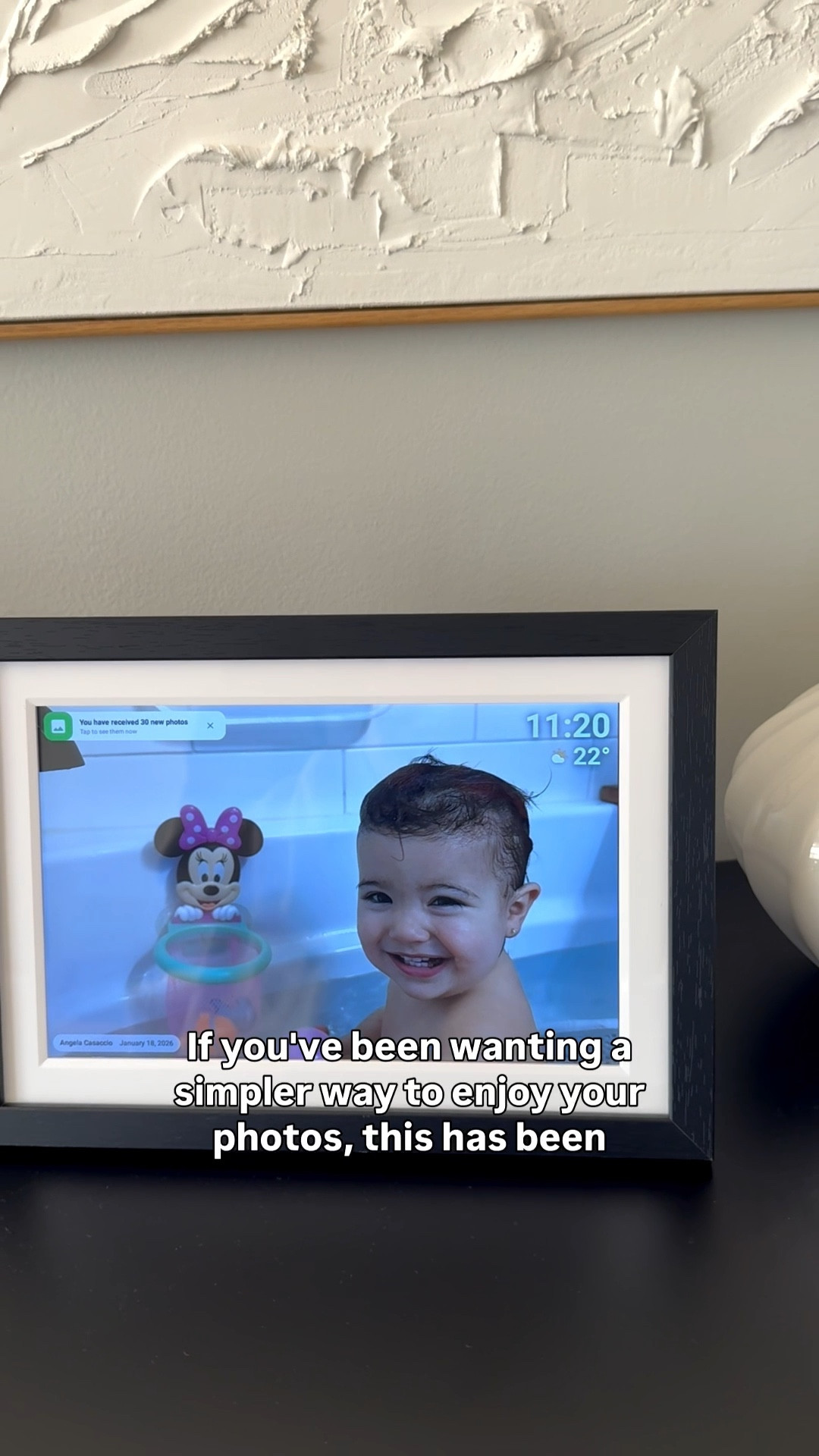 I think I may have found one of my favorite mom hacks and the perfect Valentine’s Day gift for the mom in your life. This digital picture frame has been such a sweet addition to our home. I still print photos but let’s be honest, a few batches a year and other than that my photos are stashed away on my phone for no one to enjoy. I love that I can transfer photos and videos directly to my digital picture frame and they instantly appear for us all to enjoy daily. 

Key Features:
· Displays both photos and videos
· Shows weather, time, temperature, and date
· Delivers high-definition image quality
· Supports instant content transfer via the mobile app
· Enables creation and organization of custom albums
· Allows scheduled activation and sleep with Sleep Mode
· Supports content transfer via mobile app, external storage, and direct computer connection
· Enables one user to send content to multiple frames simultaneously
· Allows multiple users to send content to the same frame

@pastigio_official #pastigioframe #digitalphotoframe #ValentinesGift #GiftsForHer 
