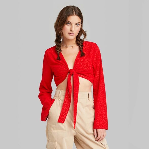 Women's Bell Long Sleeve Tie-Front Blouse - Wild Fable™ | Target