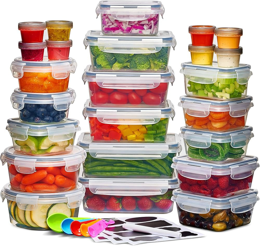 24 Pcs Airtight Food Storage Container Set - BPA Free Clear Plastic Kitchen and Pantry Organizati... | Amazon (US)