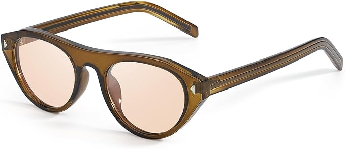 Oval Cat Eye Sunglasses for Women Trendy Retro Cateye Frame with UV Protection for Traveling or D... | Amazon (US)