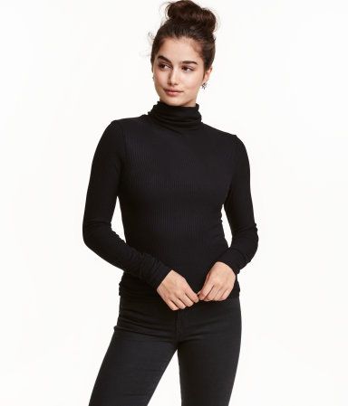 H&M Ribbed Turtleneck Top $9.99 | H&M (US)