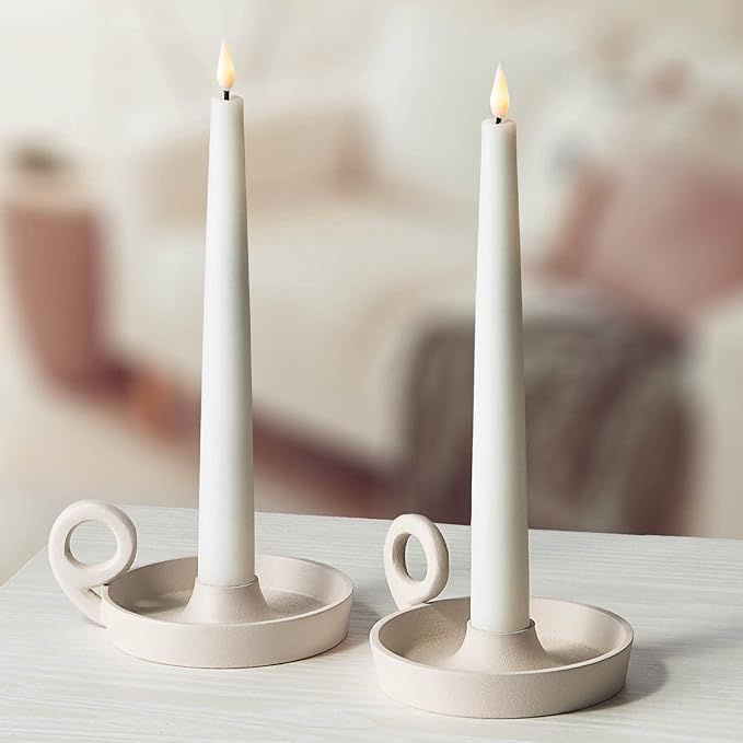 Boho Candle Holders for Candlesticks - Set of 2, Small Taper Candle Holder with Handle, Unique Te... | Amazon (US)
