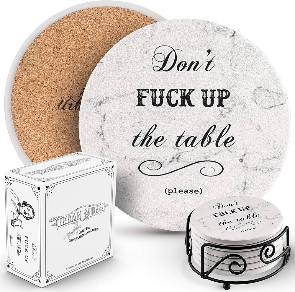 Funny Drink Coasters - House Warming Gifts New Home Couple, Decorations for Living Room Coffee Ta... | Amazon (US)