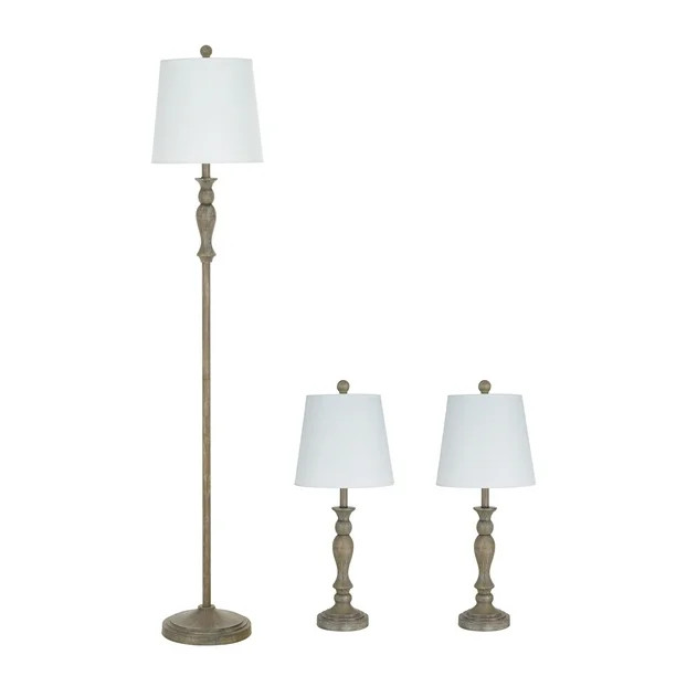 Better Homes & Gardens Modern Farmhouse 3-Pack Table and Floor Lamp Set, Wood | Walmart (US)