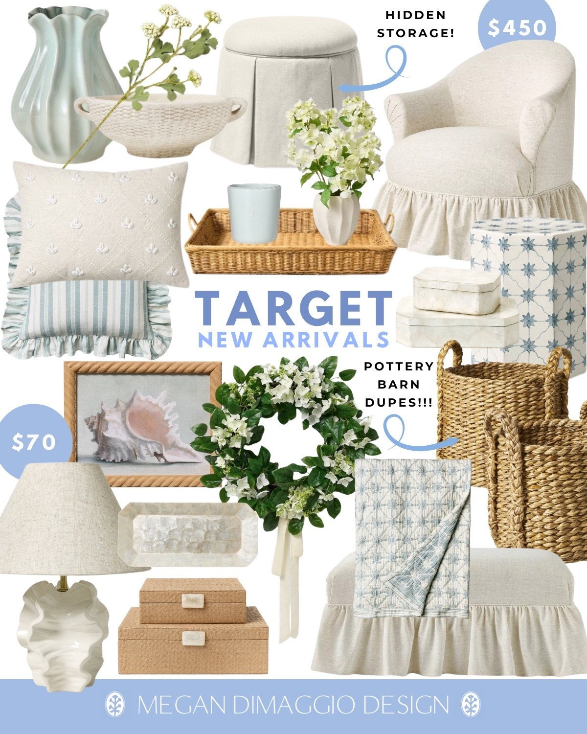 FYI!! There’s a new Spring drop hitting target tonight 12/28!!! Tons of amazing new home decor arrivals that are so good for our coastal loving selves!! 🐚 

I’m ordering these new pottery barn look for less round beachcomber baskets for our new beach house!! And I love this lamp and light blue vase!! 😍 Plus these new stacking boxes will go fast…love the Capiz versions too!! And this skirted ottoman has hidden storage and is a great price point!! 🙌🏻

Don’t wait!! The best pieces always sell so fast?

#LTKFindsUnder100 #LTKHome